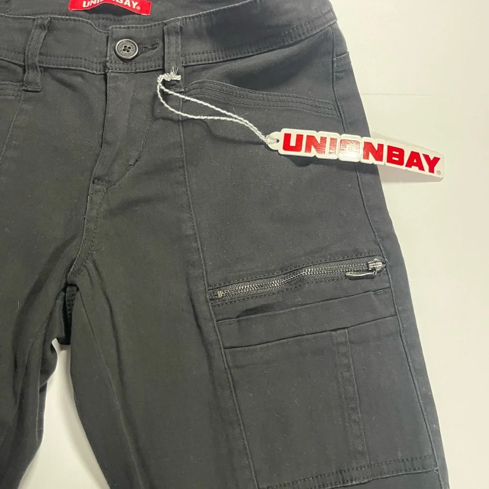 UnionBay Cargo Pants Womens Juniors Size 3 Blaire Black Tapered Leg Zip Pockets - Picture 4 of 16